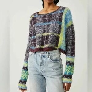 Free People Emerson Multicolor Fuzzy Sweater